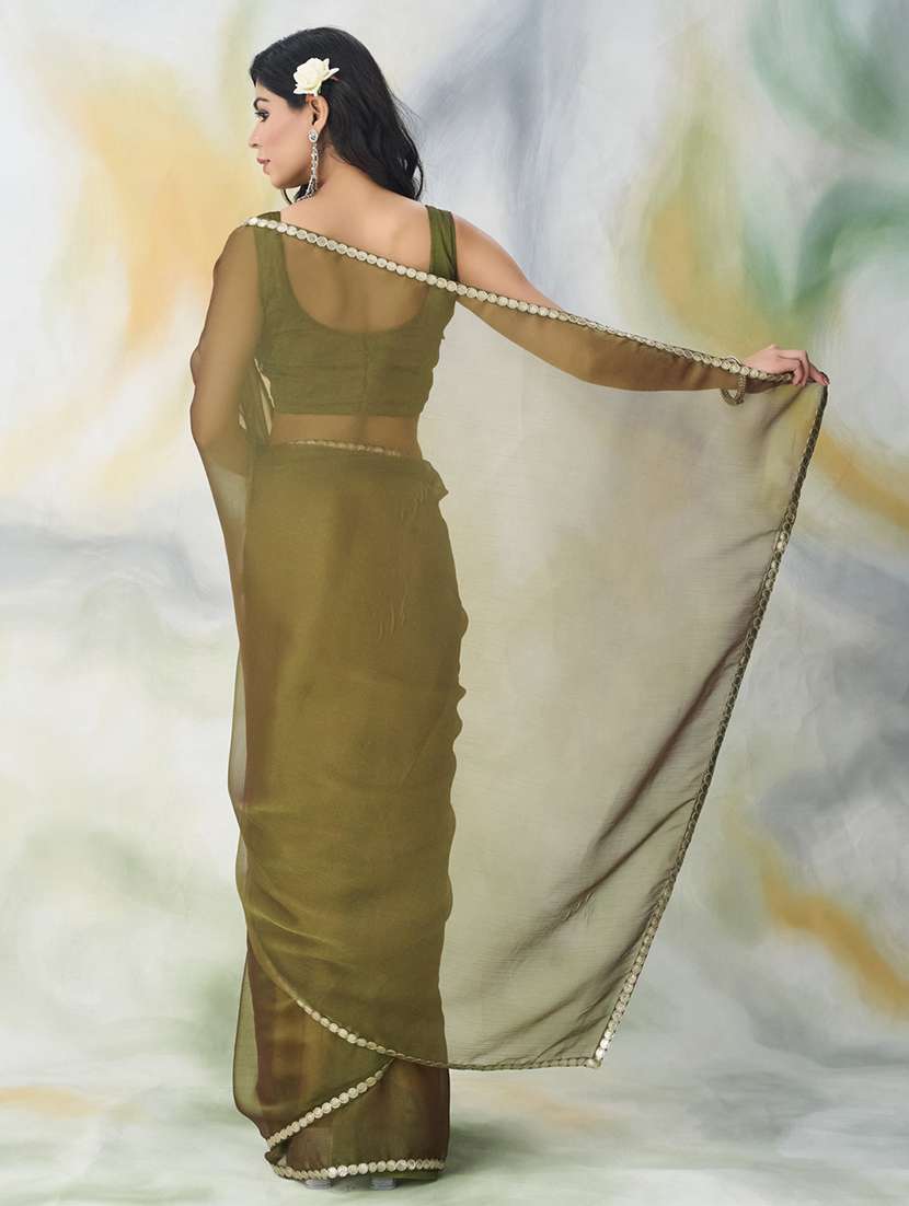 women solid plain saree with blouse - 21949593 - Standard Image - 3