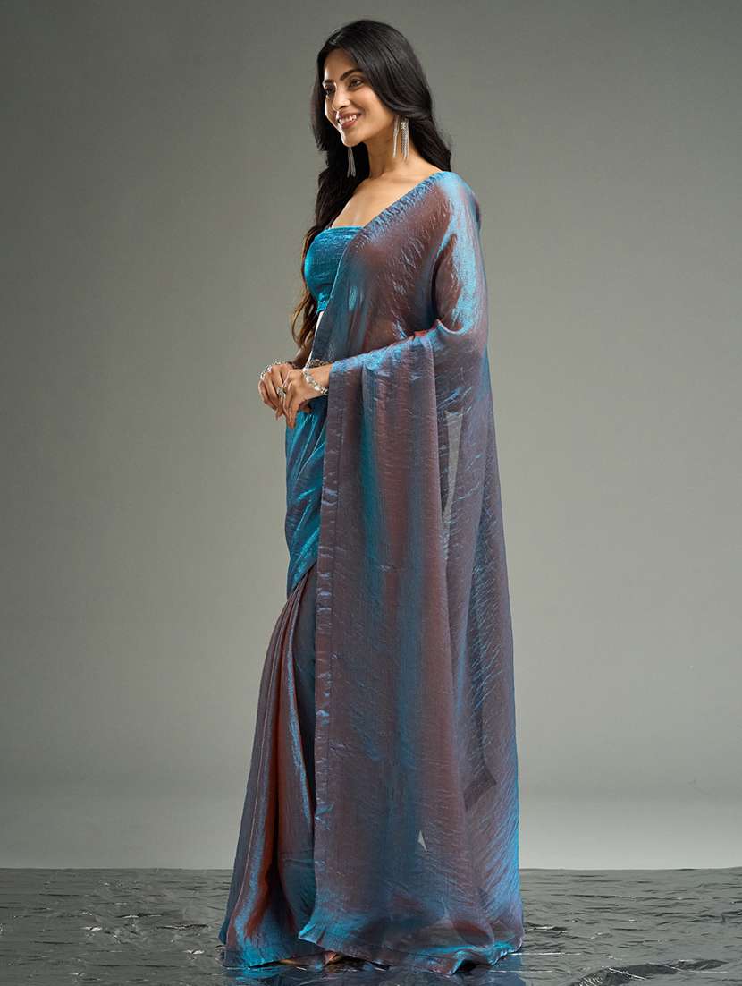 women solid plain saree with blouse - 21949625 - Standard Image - 3