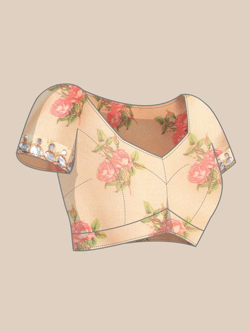 women floral printed saree with blouse - 21949633 - Standard Image - 3
