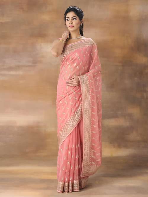 women solid with work embroidered saree with blouse - 21949662 -  Standard Image - 0