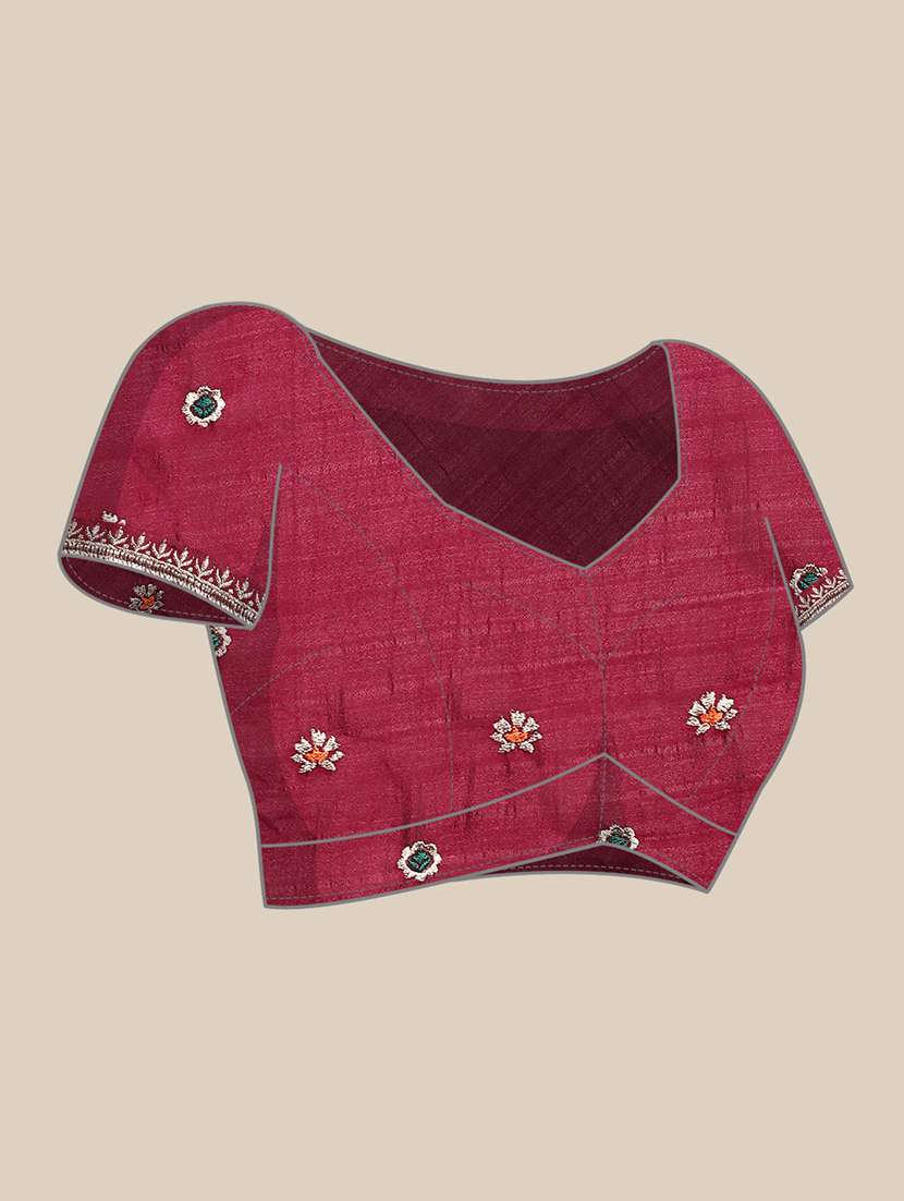 women solid with bordered saree with blouse - 21949673 - Standard Image - 3
