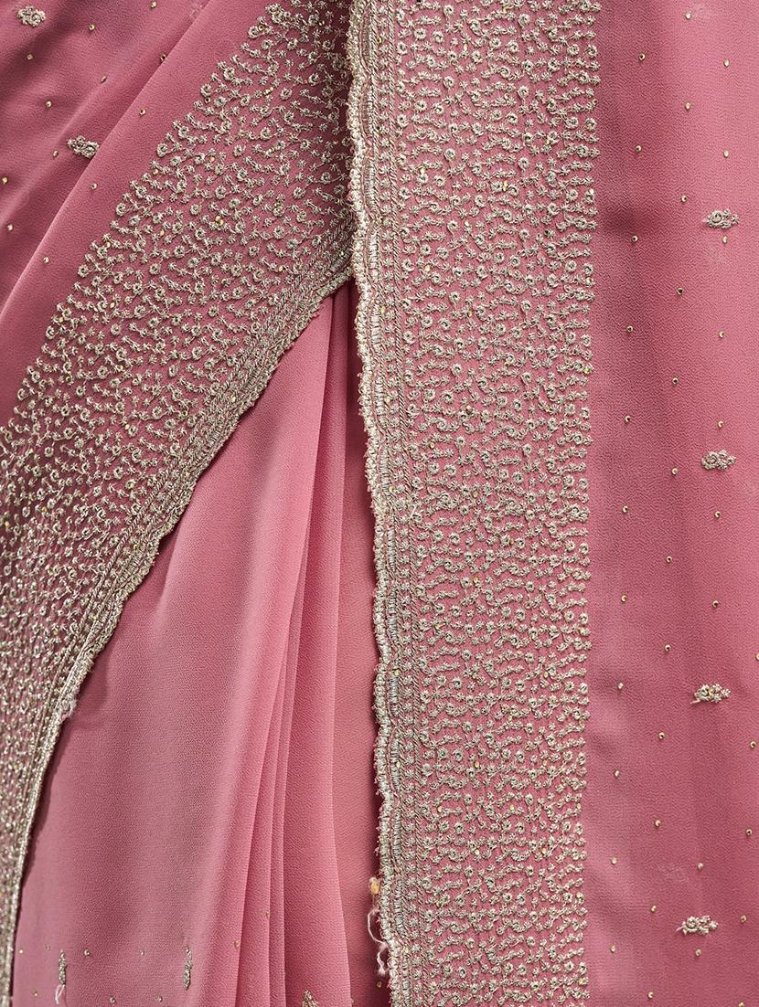 women solid with work embroidered saree with blouse - 21949675 - Standard Image - 5