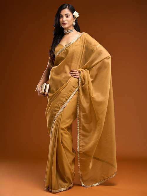 women solid with bordered saree with blouse - 21949697 - Standard Image - 0