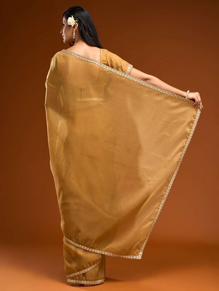women solid with bordered saree with blouse - 21949697 - Standard Image - 3