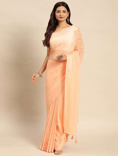 women striped embellished saree with blouse - 21949714 -  Standard Image - 0