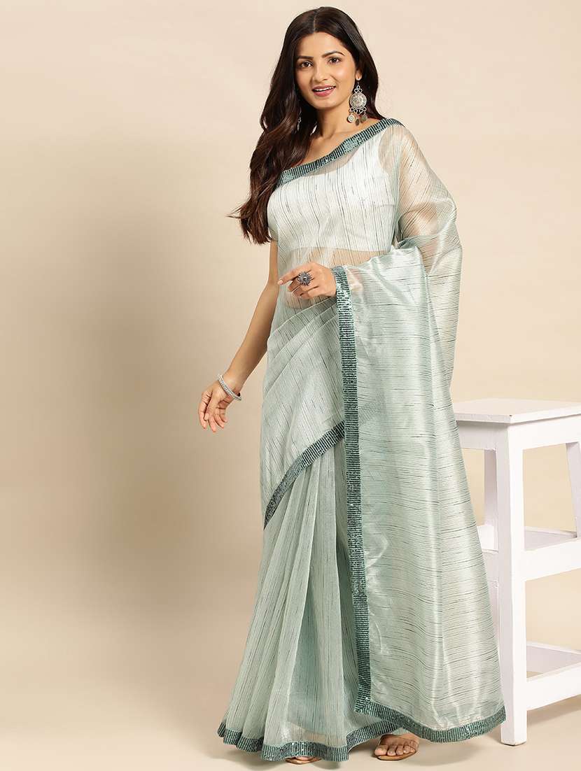 women striped bordered saree with blouse - 21949715 - Zoom Image - 0