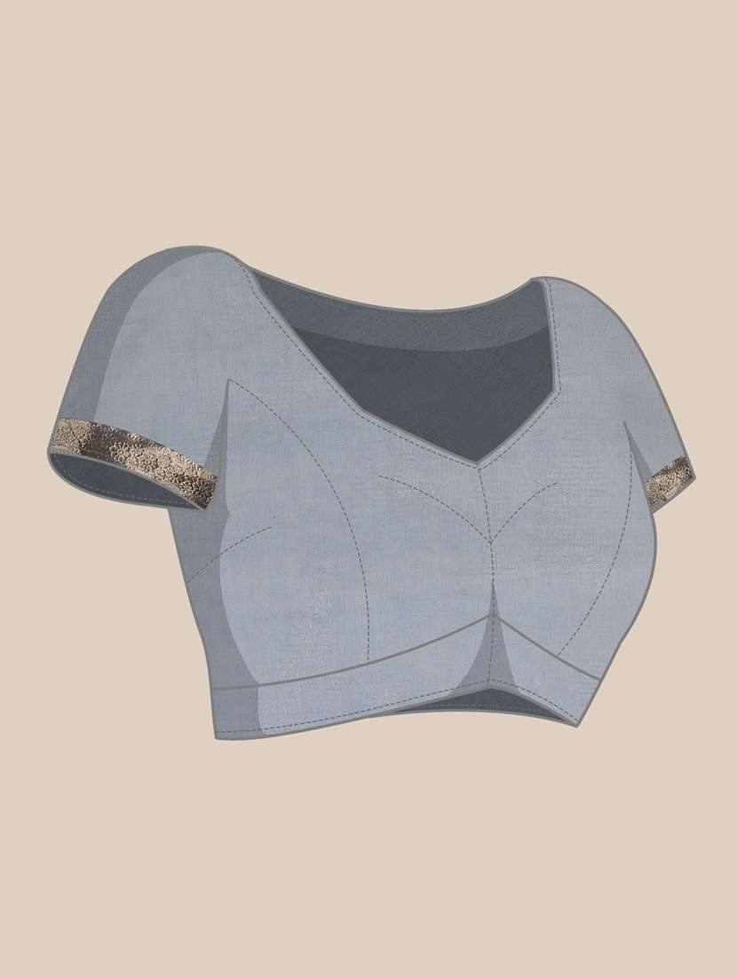 women solid with bordered saree with blouse - 21949776 -  Standard Image - 3