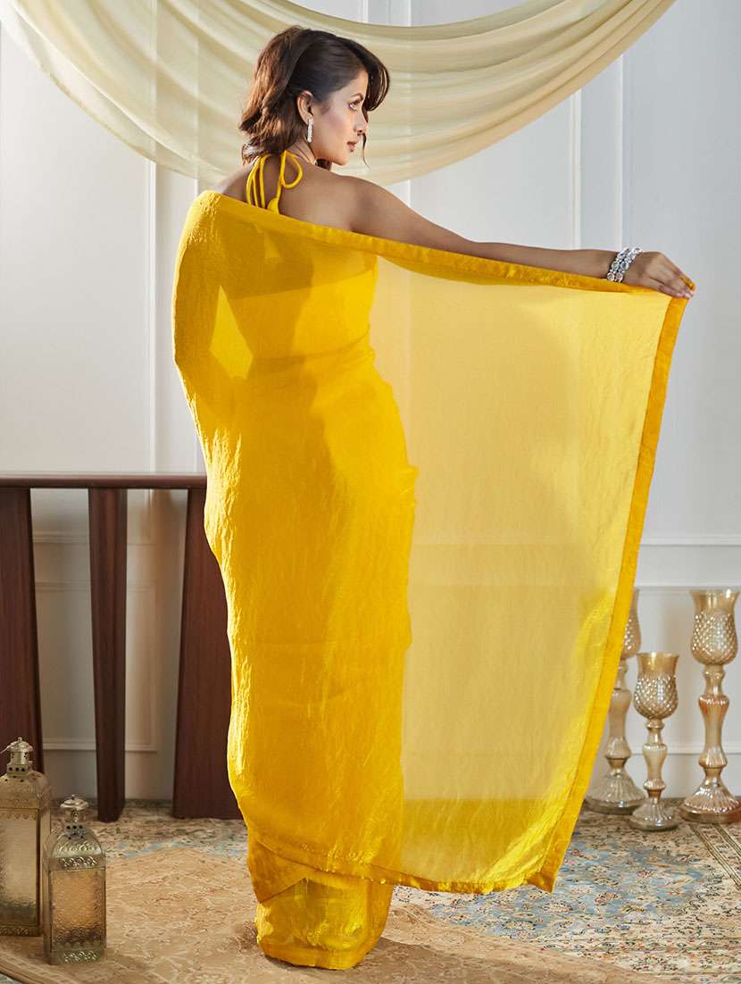 women solid plain saree with blouse - 21949812 -  Standard Image - 3