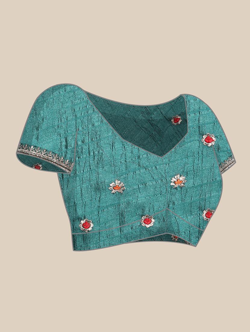 women solid with bordered saree with blouse - 21949825 - Standard Image - 3