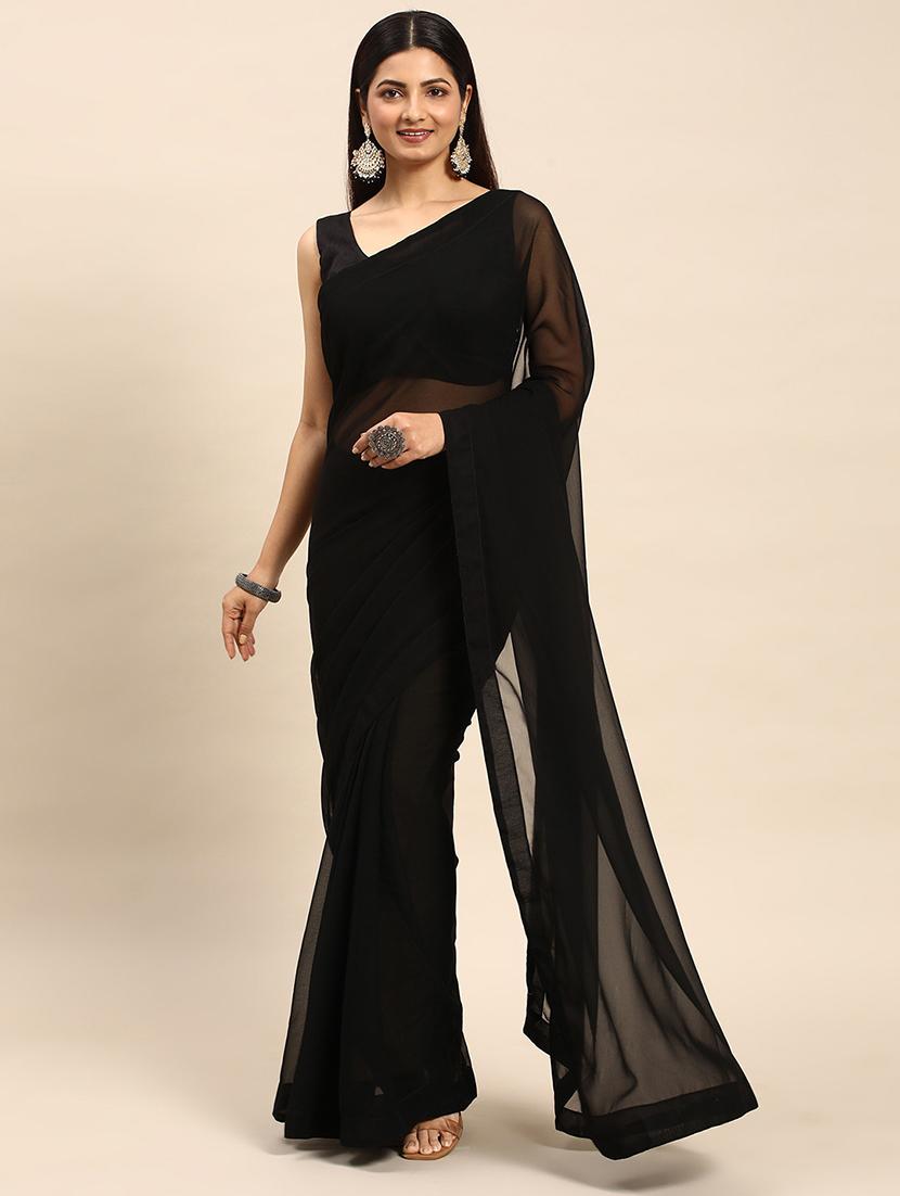 women solid plain saree with blouse - 21949826 -  Zoom Image - 0