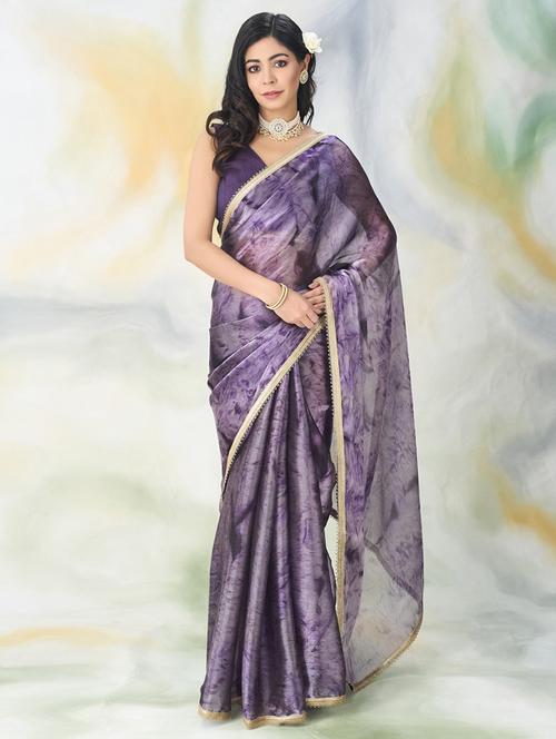 women tie & dye printed saree with blouse - 21949842 - Standard Image - 0