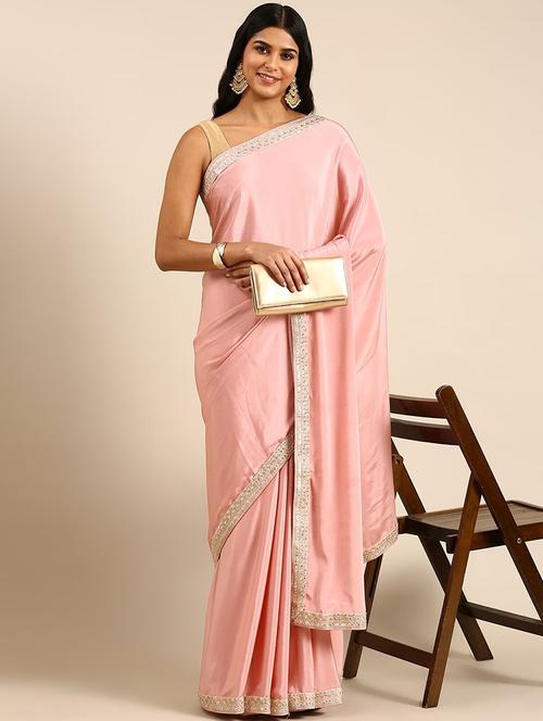 women solid with bordered saree with blouse - 21949873 - Standard Image - 0