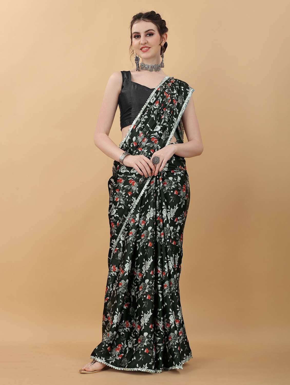 women floral printed saree with blouse - 21950025 -  Standard Image - 3