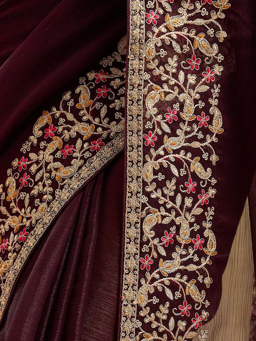 women solid with bordered saree with blouse - 21950035 - Standard Image - 5