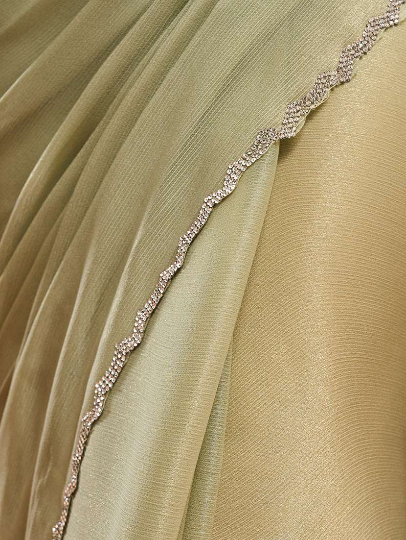 women solid with embellished bordered saree with blouse - 21950041 -  Standard Image - 5