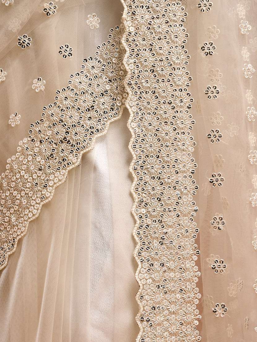 women solid with work embellished saree with blouse - 21950042 -  Standard Image - 5