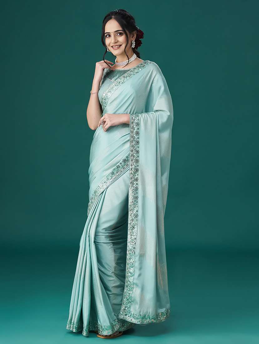 women solid with bordered saree with blouse - 21950061 - Standard Image - 3