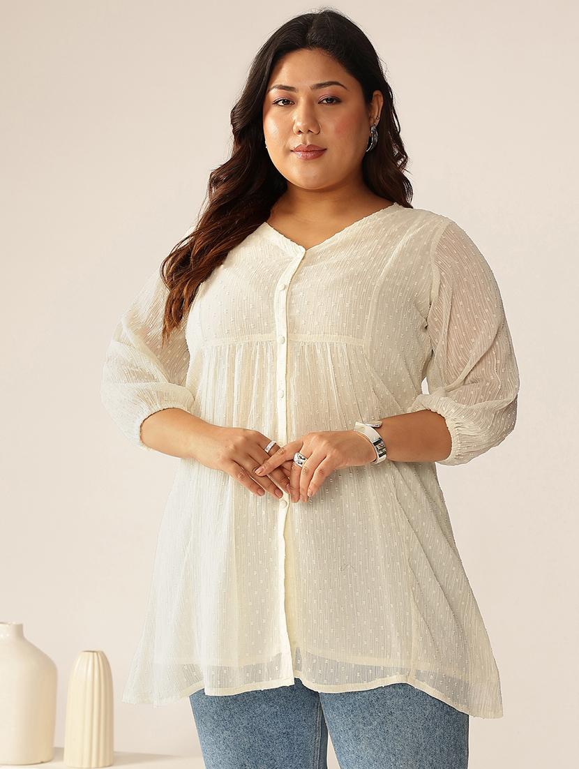 women plus size self designed a-line top - 21950103 - Zoom Image - 0