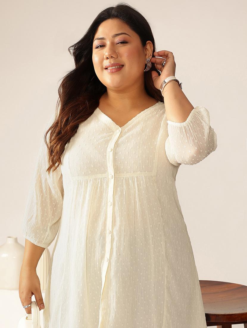 women plus size self designed a-line top - 21950103 - Standard Image - 3