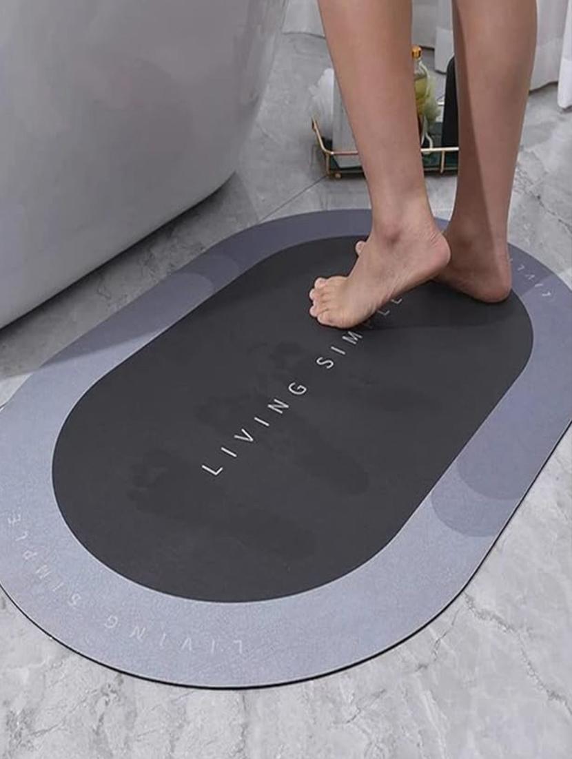 grey non-slip quick dry bathroom mat - 21950175 - Standard Image - 3