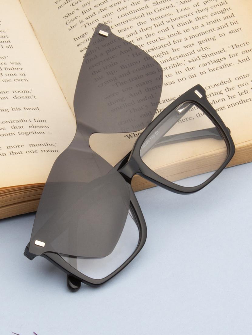 ted smith unisex black wayfarer acetate clip on frames clip on sunglasses with polarized lens - 21950184 - Zoom Image - 0