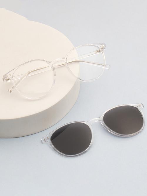 ted smith unisex crystal round clip on frames clip on sunglasses with polarized lens - 21950187 -  Standard Image - 0