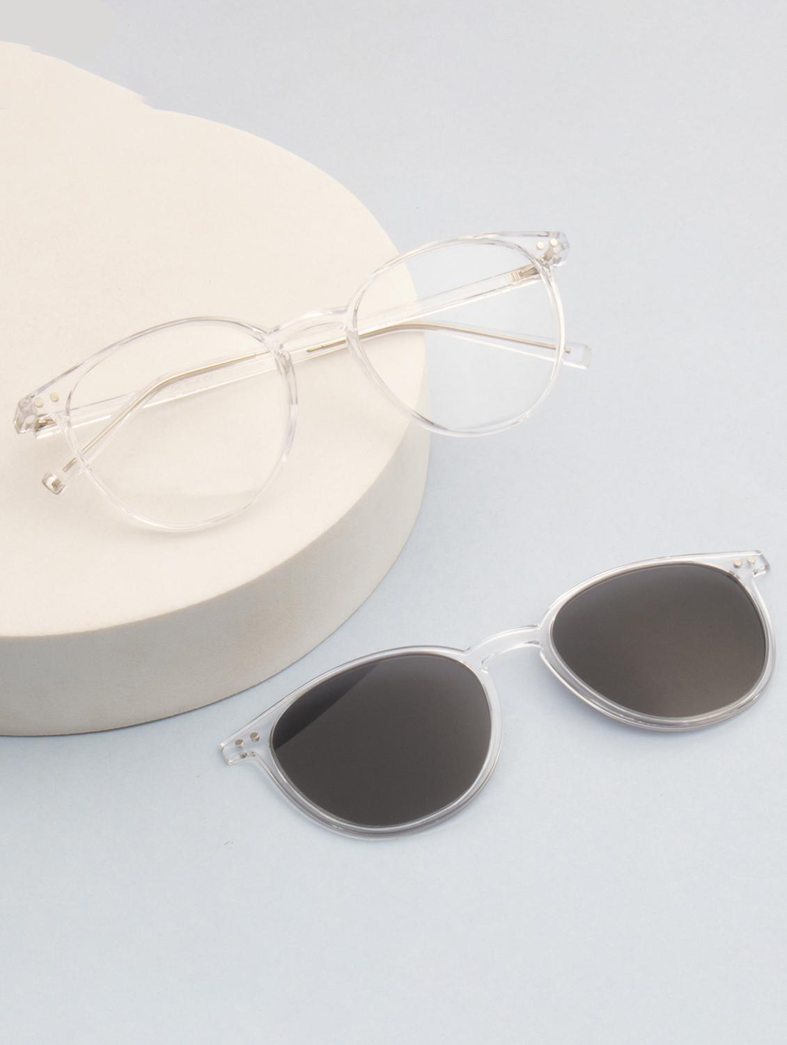 ted smith unisex crystal round clip on frames clip on sunglasses with polarized lens - 21950187 -  Zoom Image - 0