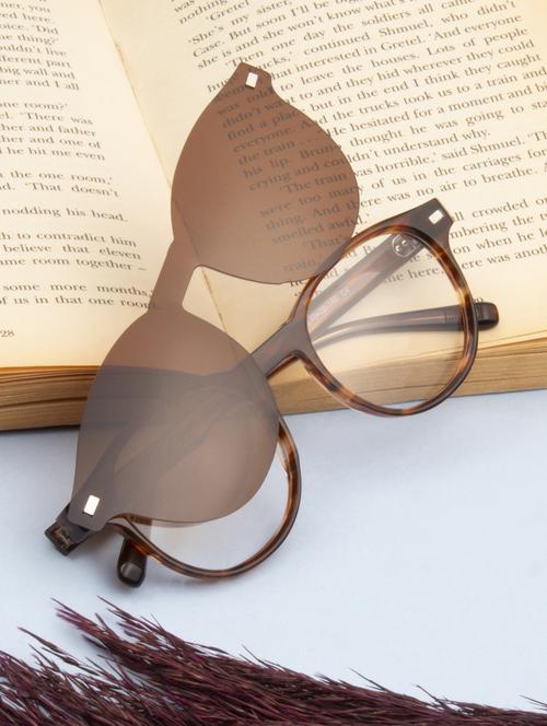ted smith unisex demi brown round acetate clip on frames clip on sunglasses with polarized lens - 21950191 -  Standard Image - 0
