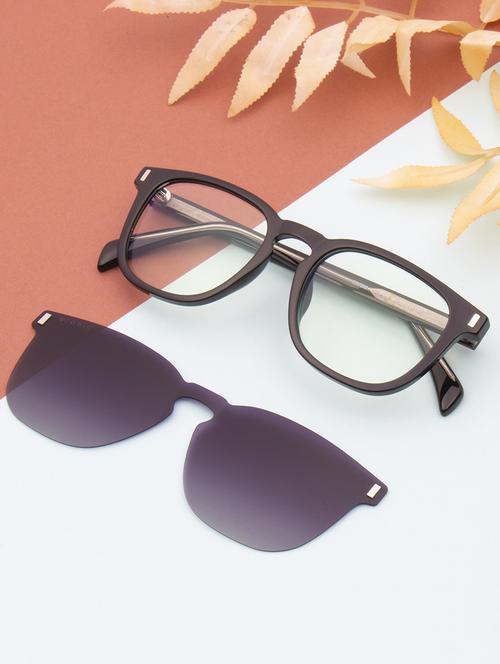 ted smith unisex black-grey wayfarer acetate clip on frames clip on sunglasses with polarized lens - 21950193 -  Standard Image - 0