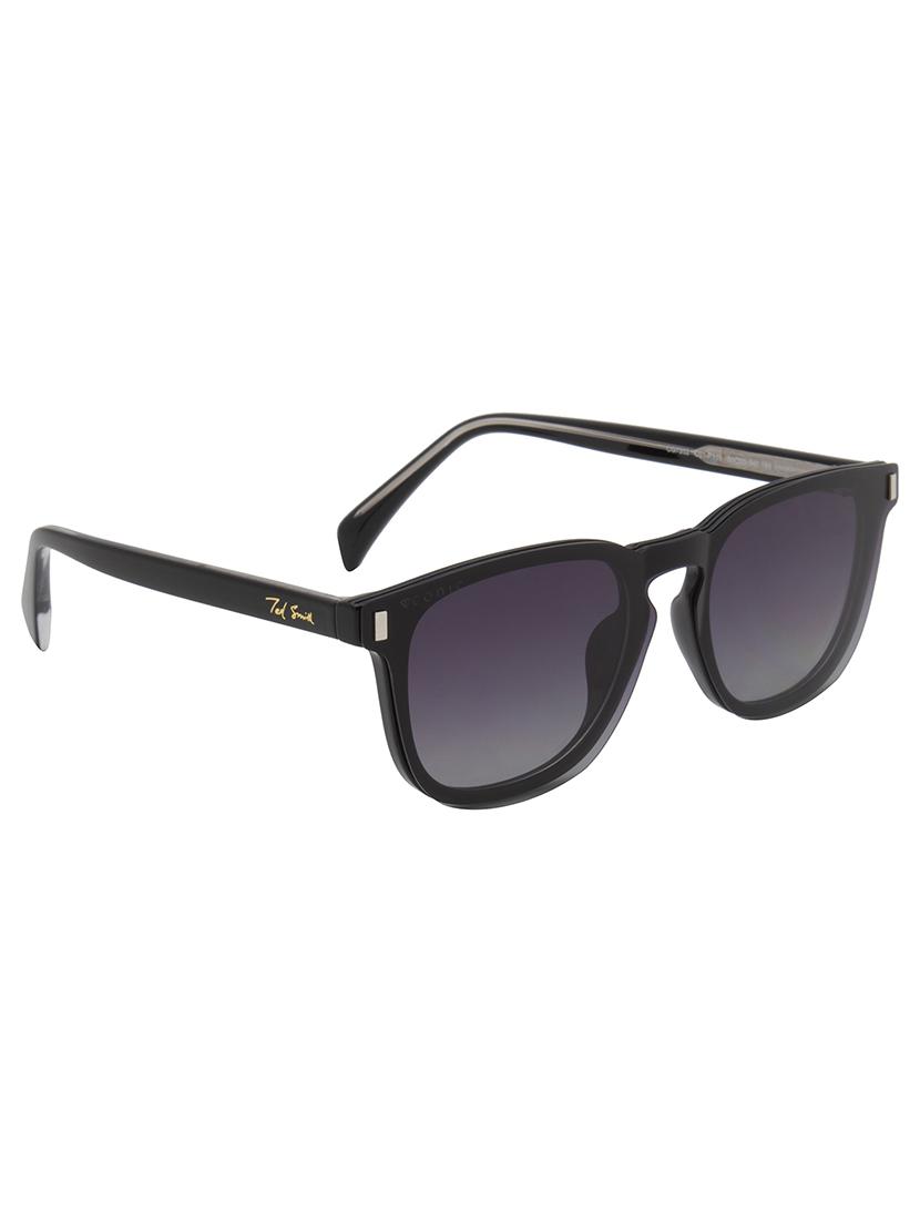 ted smith unisex black-grey wayfarer acetate clip on frames clip on sunglasses with polarized lens - 21950193 - Standard Image - 3