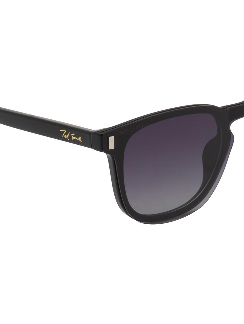 ted smith unisex black-grey wayfarer acetate clip on frames clip on sunglasses with polarized lens - 21950193 - Standard Image - 5