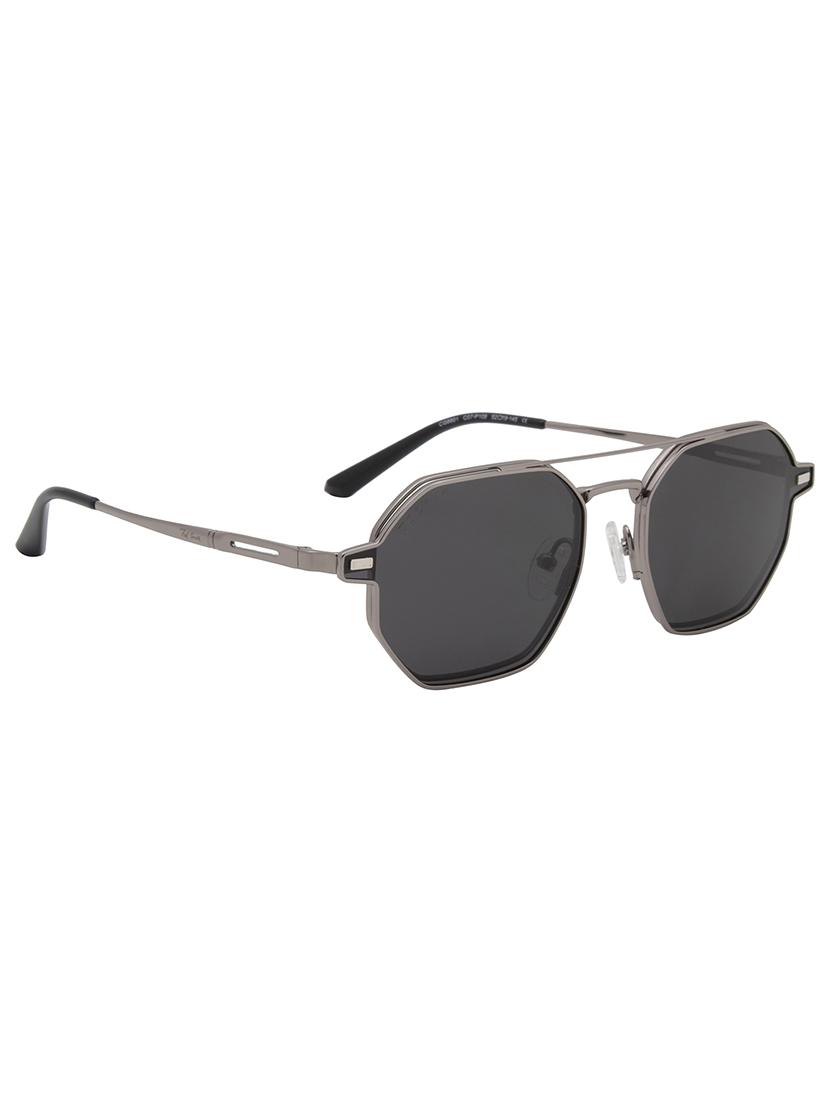 ted smith unisex silver-black hexogan metal clip on frames clip on sunglasses with polarized lens - 21950196 - Standard Image - 3
