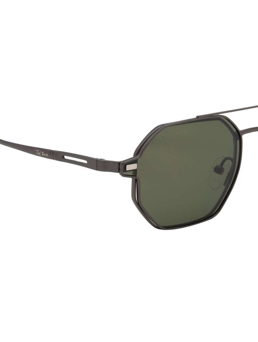 ted smith unisex gunmetal-green hexogan metal clip on frames clip on sunglasses with polarized lens - 21950197 -  Standard Image - 5