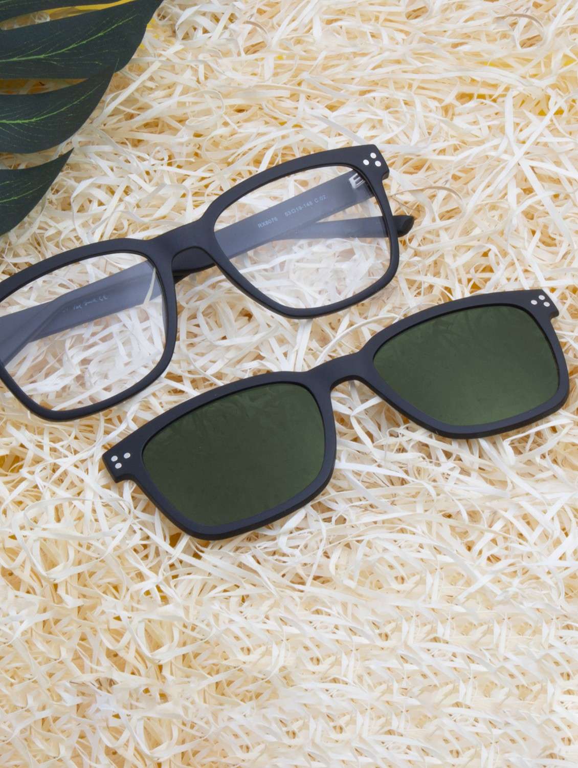 ted smith unisex black-green square clip on frames clip on sunglasses with polarized lens - 21950201 -  Zoom Image - 0