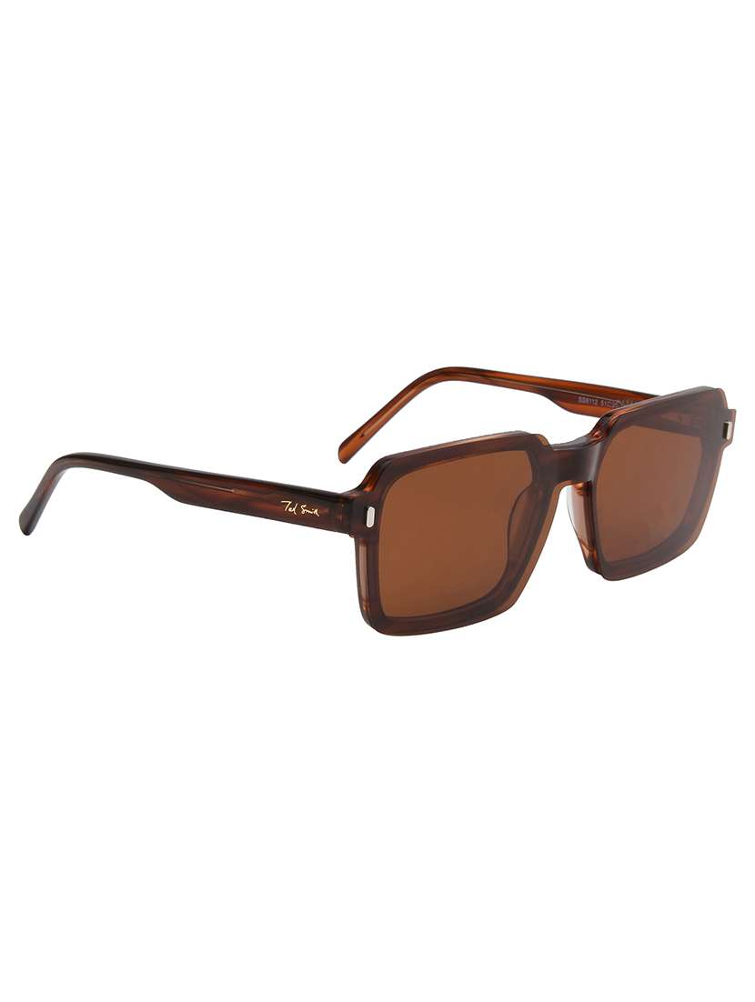 ted smith unisex brown square acetate clip on frames clip on sunglasses with polarized lens - 21950205 -  Standard Image - 3