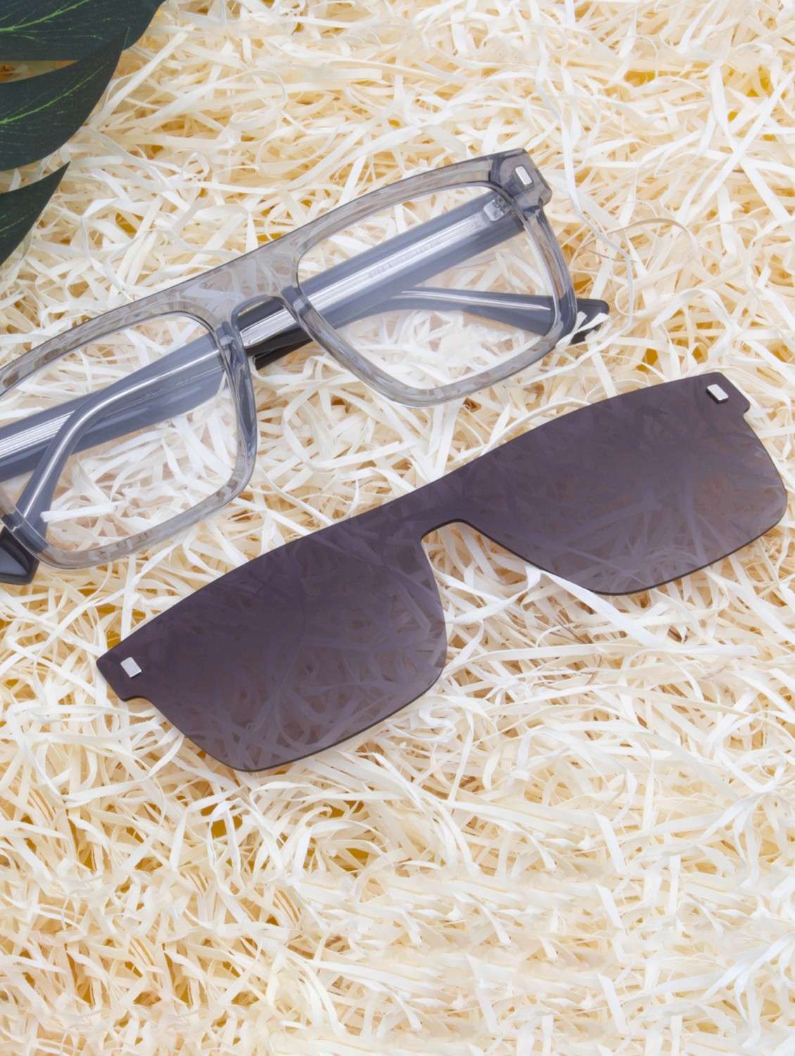 ted smith unisex crystal-purple square acetate clip on frames clip on sunglasses with polarized lens