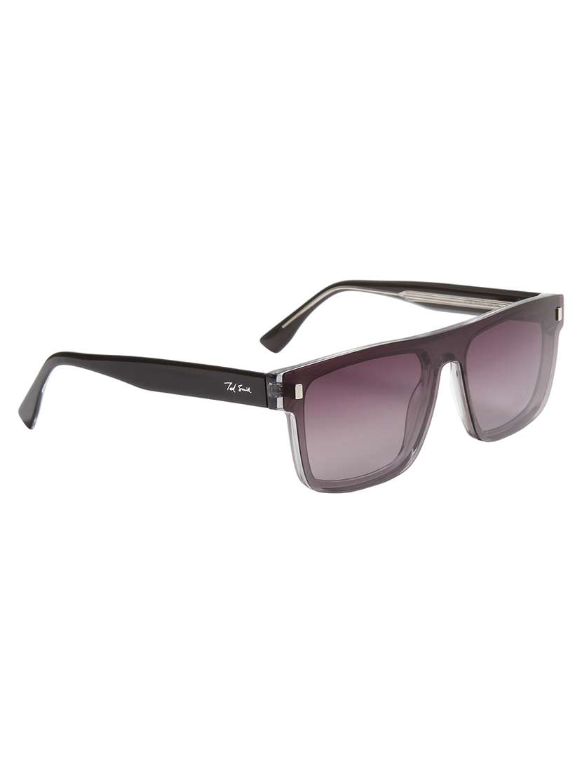 ted smith unisex crystal-purple square acetate clip on frames clip on sunglasses with polarized lens - 21950210 -  Standard Image - 3