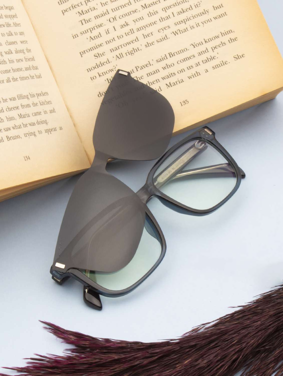 ted smith unisex blue-black wayfarer acetate clip on frames clip on sunglasses with polarized lens