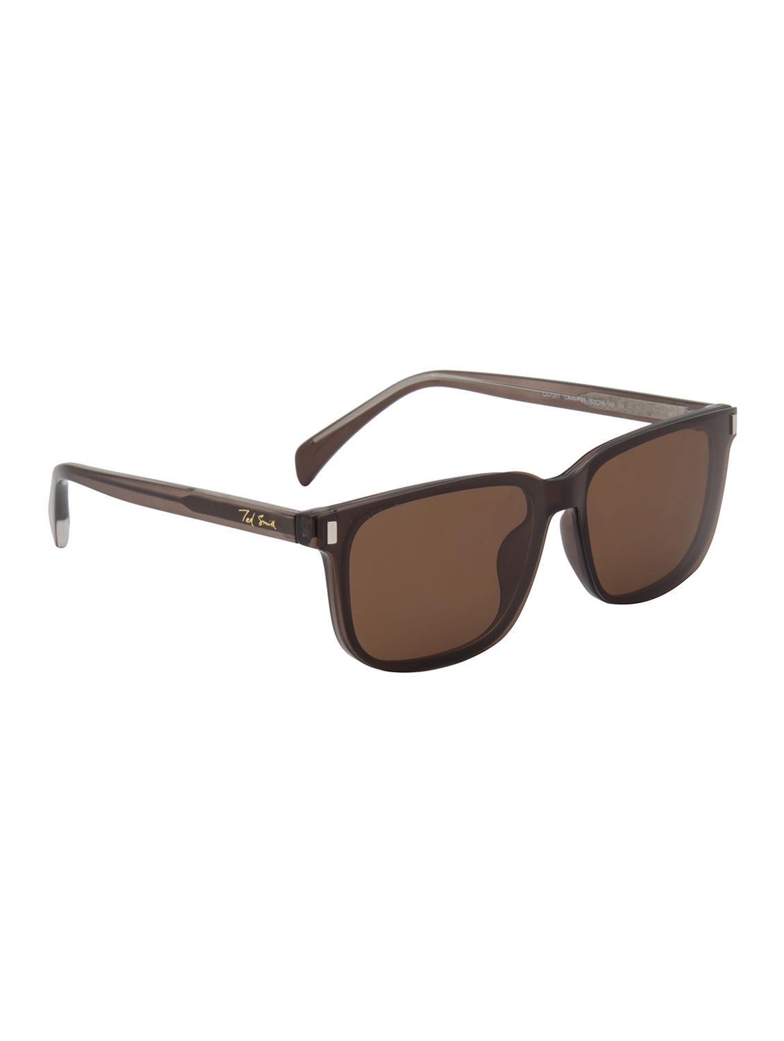 ted smith unisex brown wayfarer acetate clip on frames clip on sunglasses with polarized lens - 21950218 - Standard Image - 3