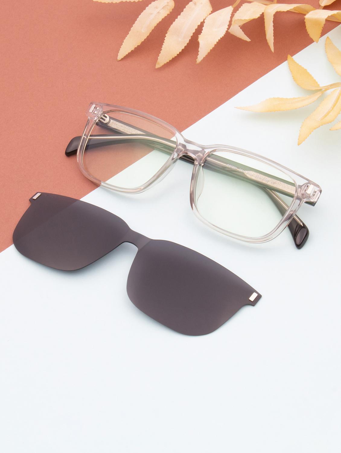 ted smith unisex crystal wayfarer acetate clip on frames clip on sunglasses with polarized lens - 21950219 - Zoom Image - 0