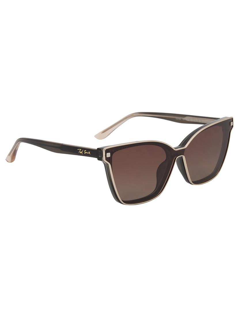 ted smith women grey-brown cateye acetate clip on frames clip on sunglasses with polarized lens - 21950223 - Standard Image - 3