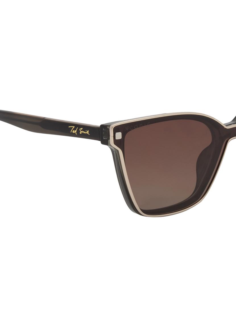 ted smith women grey-brown cateye acetate clip on frames clip on sunglasses with polarized lens - 21950223 - Standard Image - 5