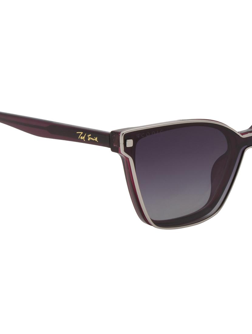 ted smith women margenta-purple cateye acetate clip on frames clip on sunglasses with polarized lens - 21950224 - Standard Image - 5