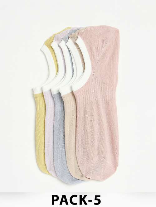 women pack of 5 solid no show socks - 21950228 -  Standard Image - 0