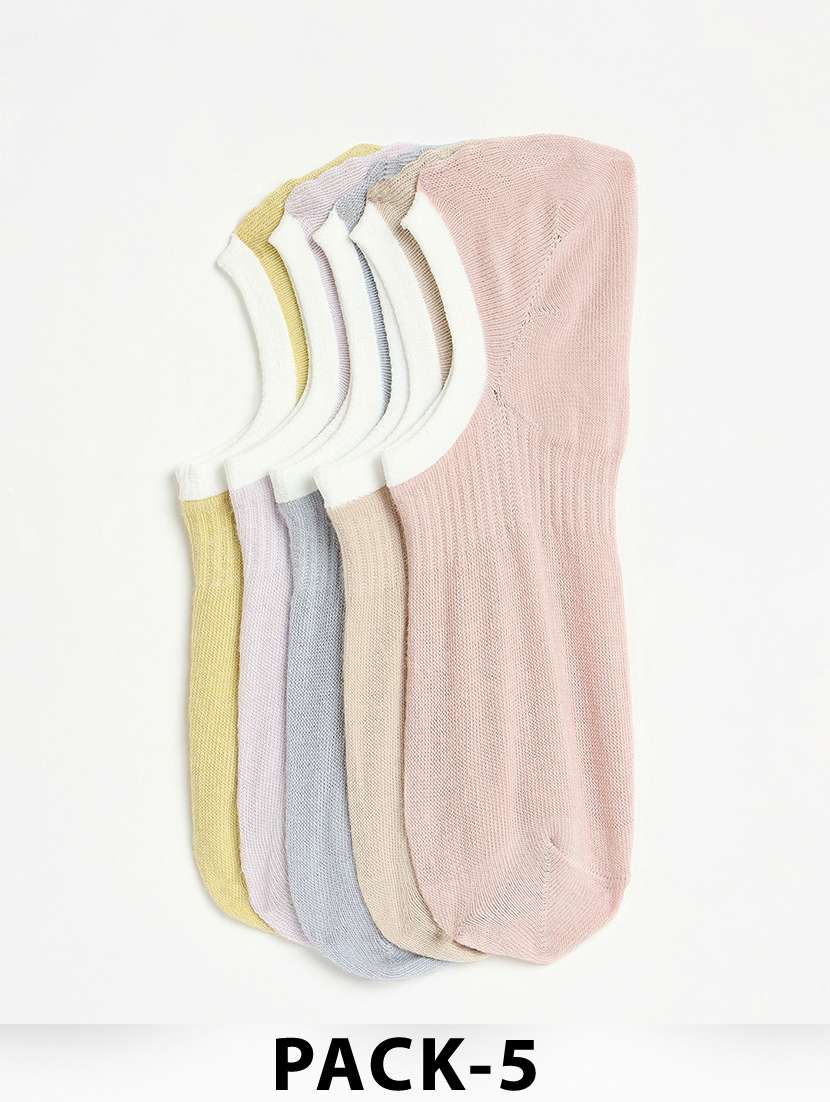 women pack of 5 solid no show socks - 21950228 -  Zoom Image - 0