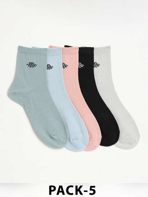 women pack of 5 solid ankle length socks - 21950230 -  Standard Image - 0