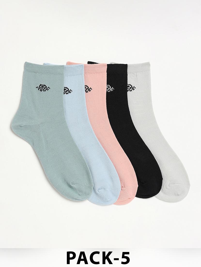 women pack of 5 solid ankle length socks - 21950230 -  Zoom Image - 0
