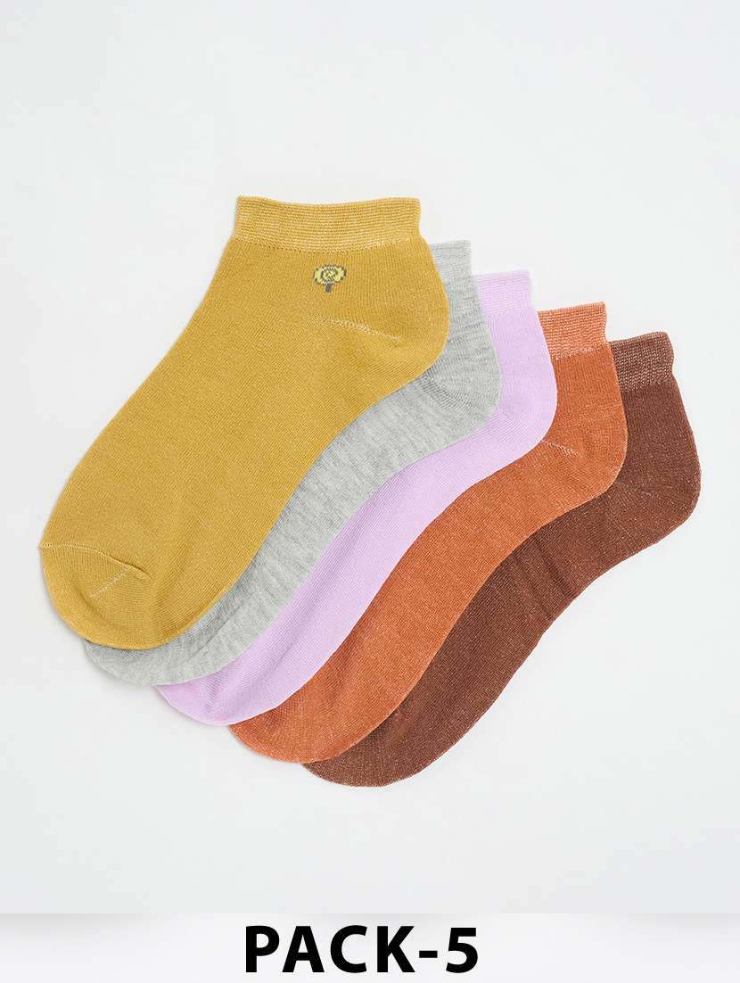 women pack of 5 solid ankle length socks