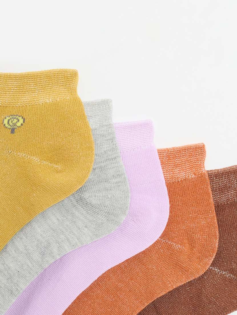 women pack of 5 solid ankle length socks - 21950235 - Standard Image - 5