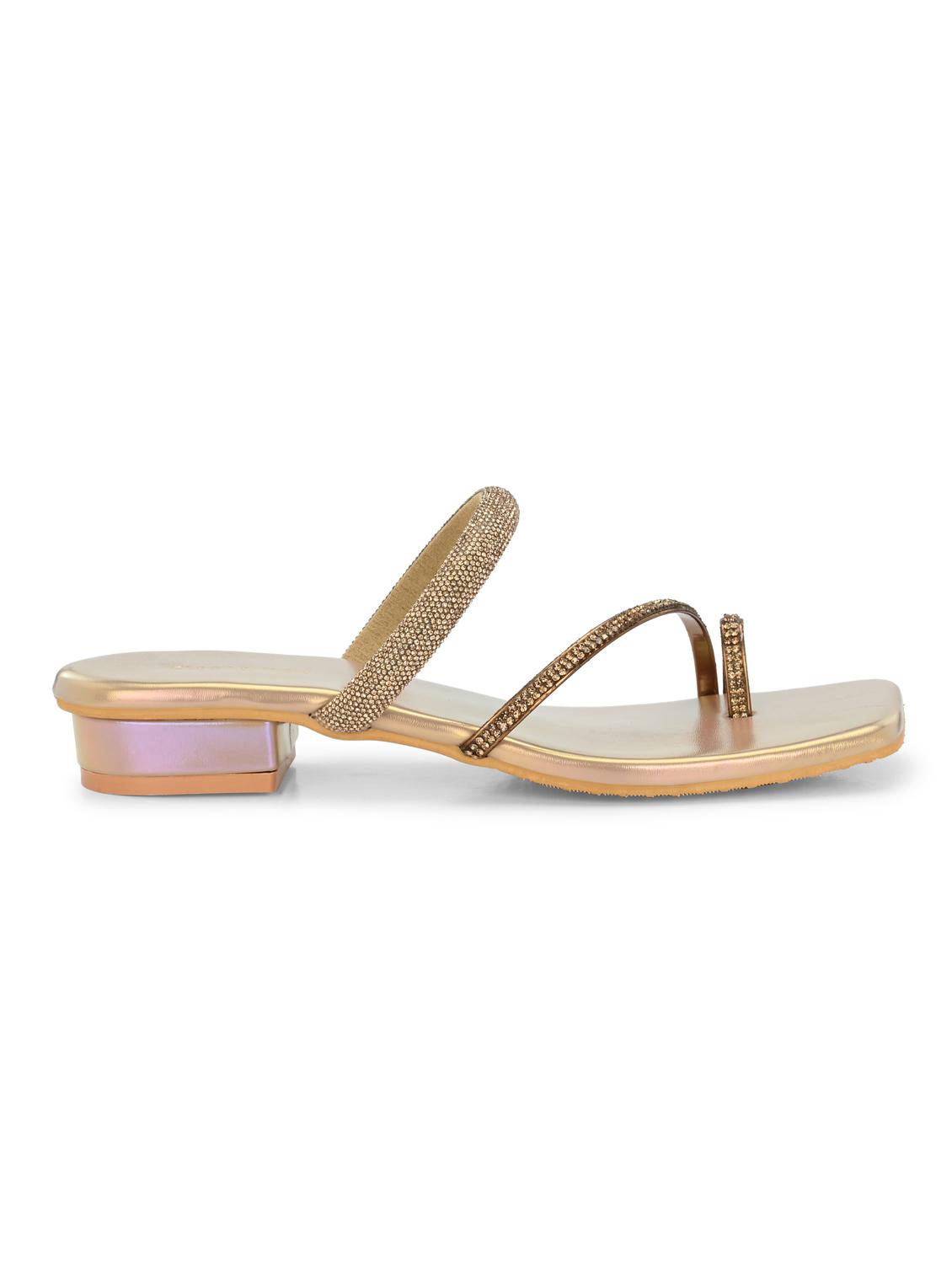 women gold slip on sandal - 21950251 - Standard Image - 3
